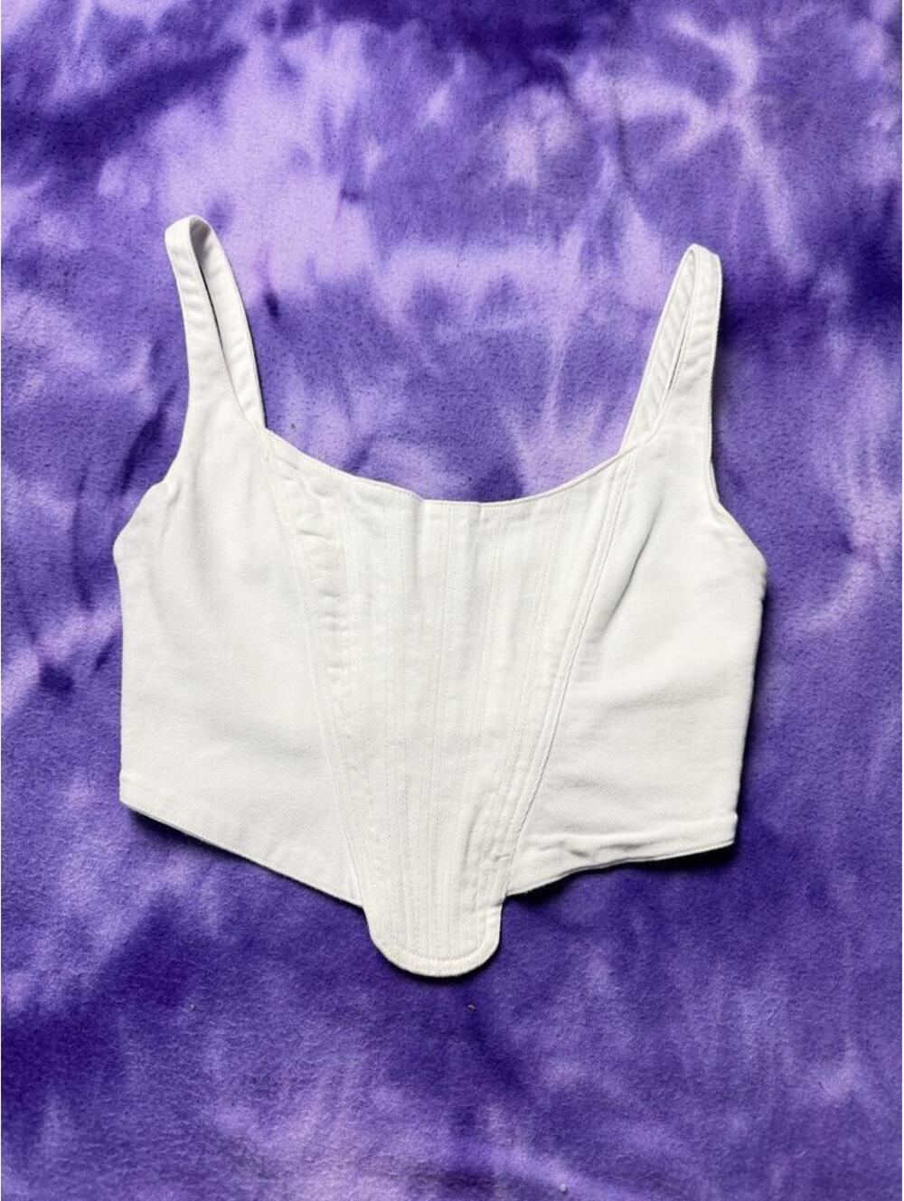 Zara white denim corset top